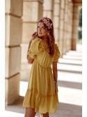 Rochie netedă cu volane, galben 3056 - Magazin online - Boutique